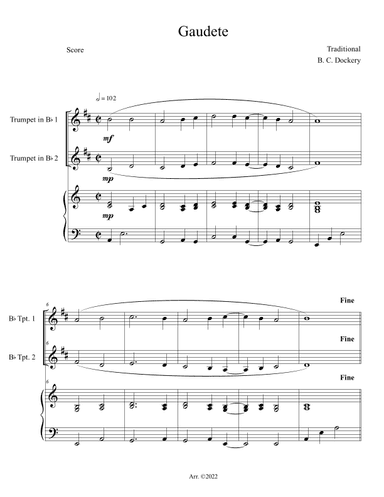 Gaudete (Trumpet Duet with Piano Accompaniment) (arr. B. C. Dockery)