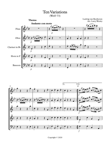 Beethoven: Ten Variations (arr. Larry Wesley)