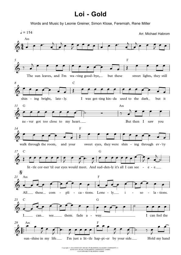 Weight In Gold (arr. Michael Habrom)