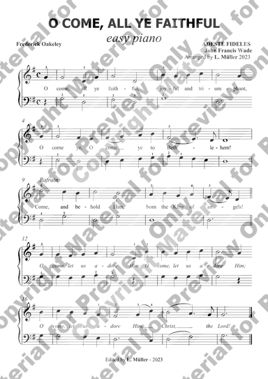 O Come, All Ye Faithful - Easy Piano (arr. L. Müller)