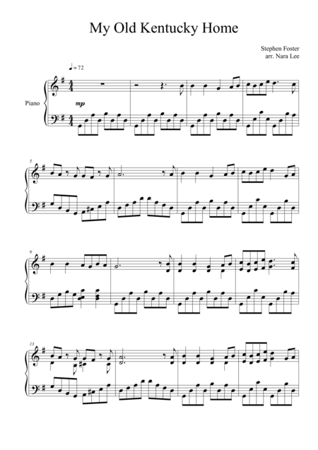 My Old Kentucky Home(piano solo) (arr. Nara Lee)