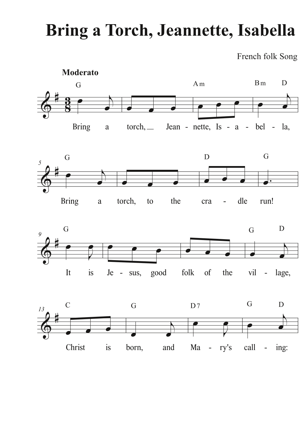 Bring a Torch, Jeannette, Isabella (arr. Avgusta Udartseva)