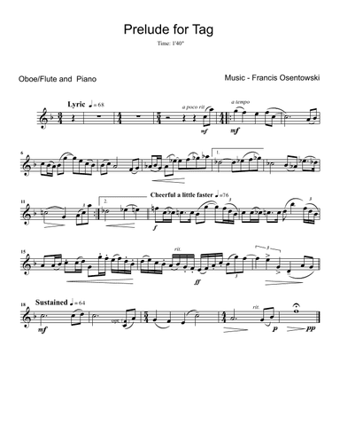 PRELUDE FOR TAG For Oboe or Flute F Major