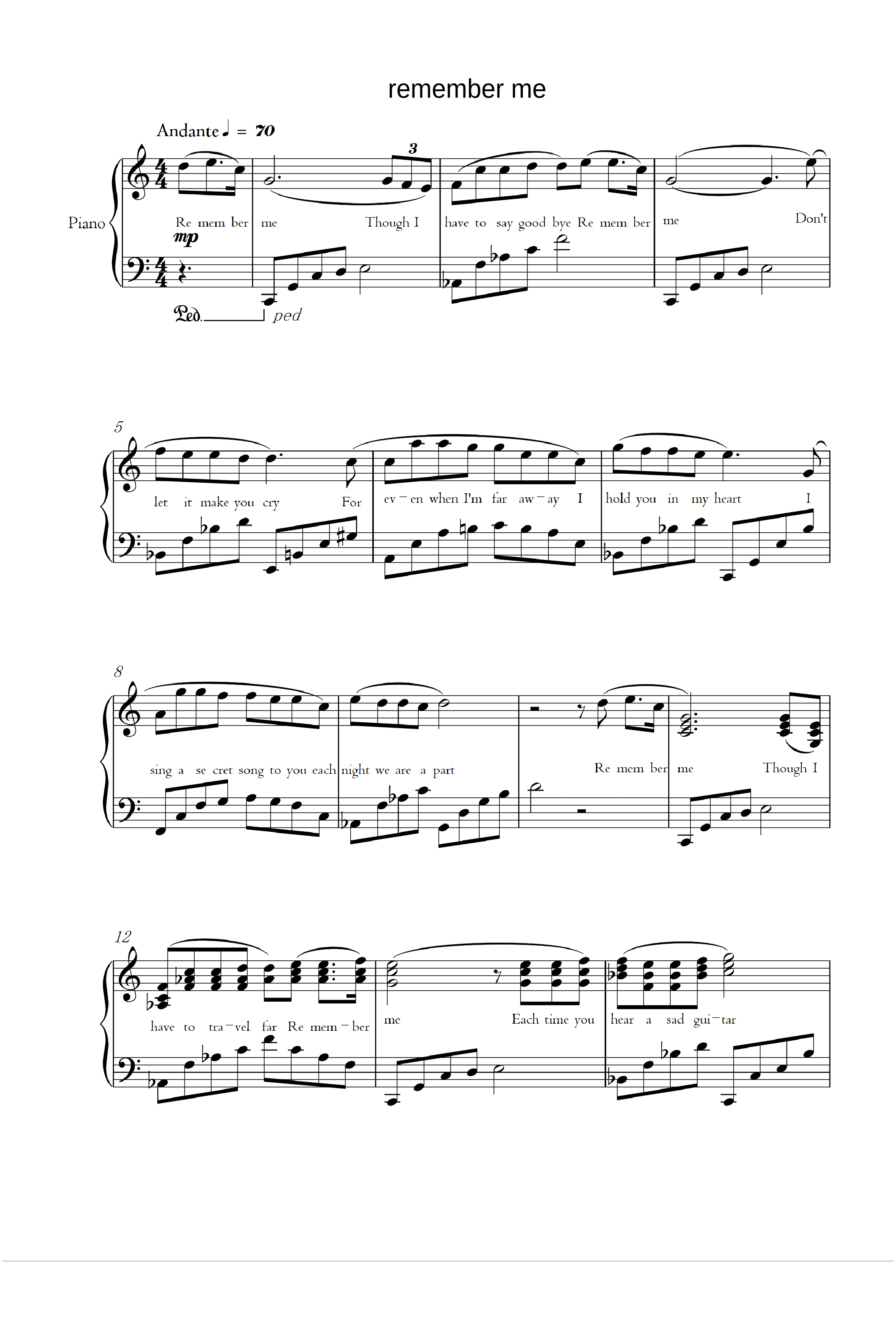 Remember Me (duo) (arr. Kristen Anderson-Lopez)