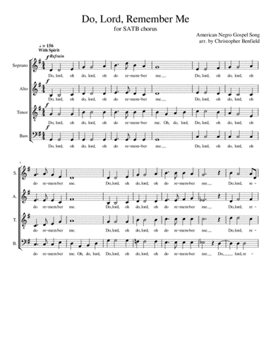 Do, Lord, Remember Me (arr. Christopher Benfield)