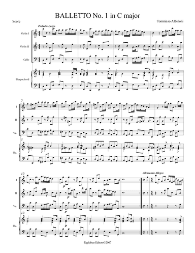Albinoni - BALLETTO No. 1 in C major (arr. Renato Tagliabue)