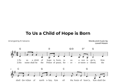 To Us a Child of Hope is Born (Key of G Major) (arr. R. Salvario)