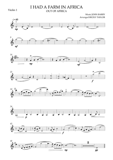 I Had A Farm In Africa (main Title) (arr. Becky Taylor)