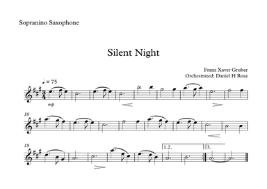 Silent Night - Christmas Carol - Sopranino Saxophone (arr. Daniel H Rosa)