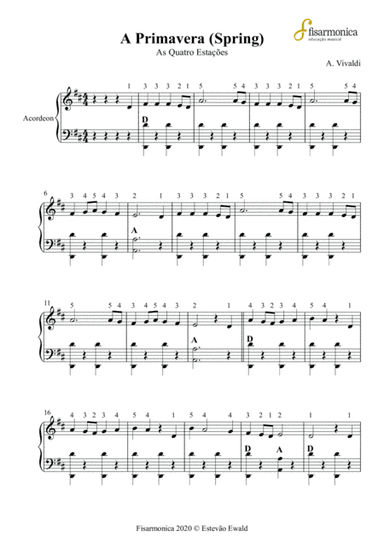 Spring - Vivaldi | Partitura para Acordeon | Sheet Music for Accordion (arr. Estevão Ewald)