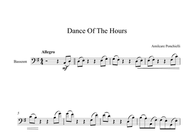 Dance Of The Hours - Amilcare Ponchielli (Bassoon) (arr. Digital Book Music)