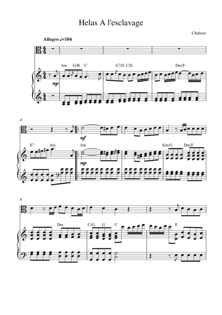 Helas! A l'esclavage (from Le roi malgré lui) (arr. Kaiserin Rebecca)