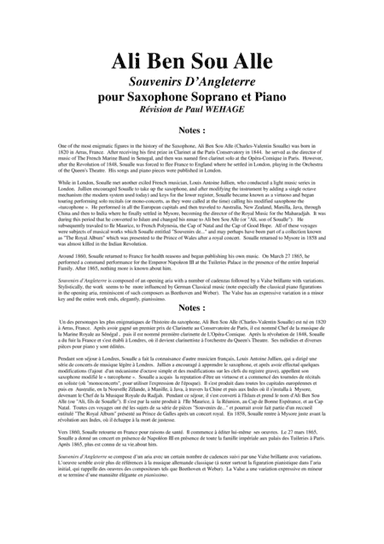 Ali Ben Sou Alle: Souvenirs d'Angleterre for soprano saxophone and piano (arr. Musik Fabrik Music Publishing)