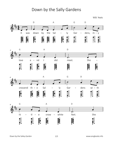 Down by the Sally Gardens (arr. songbooks.info)