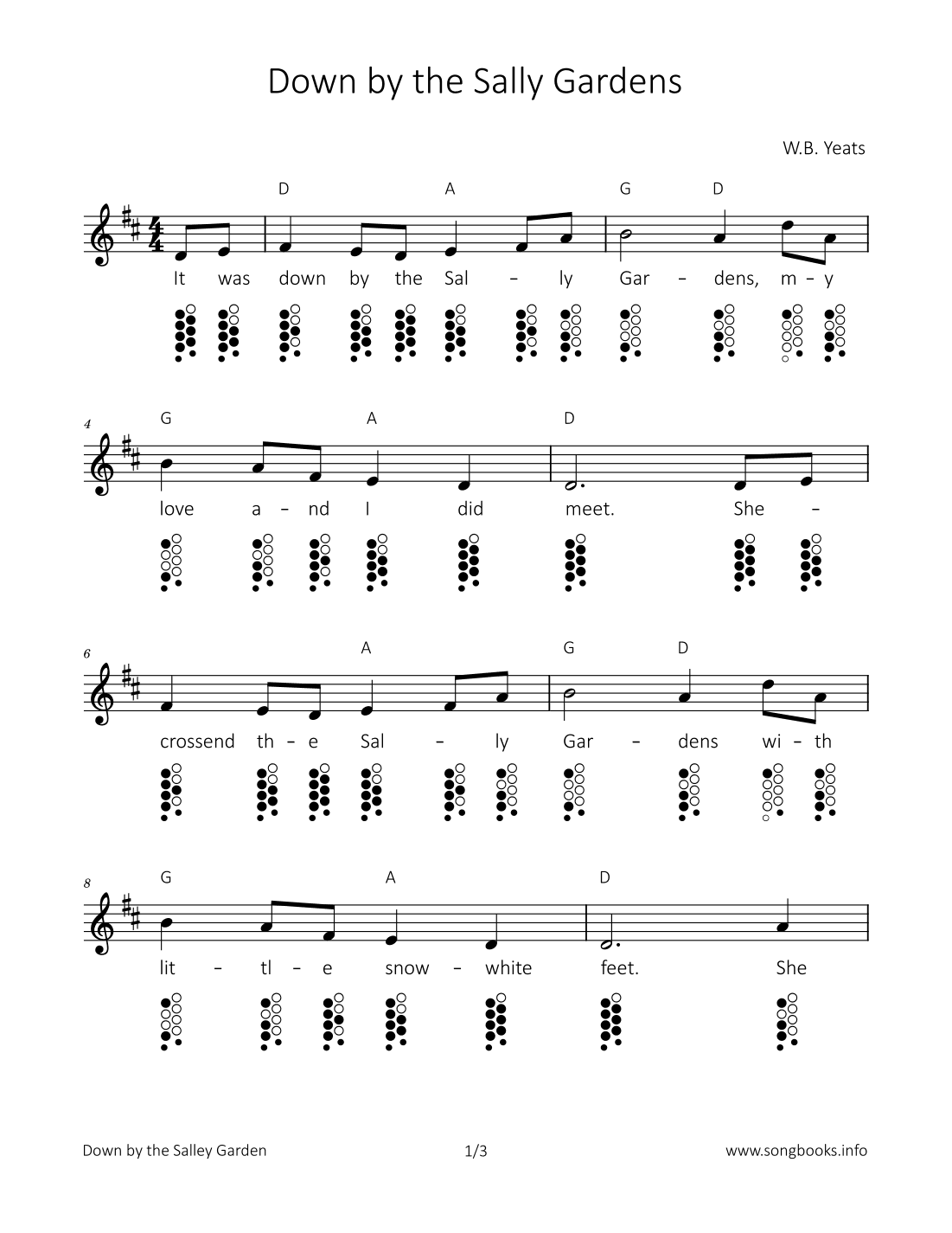 Down by the Sally Gardens (arr. songbooks.info)