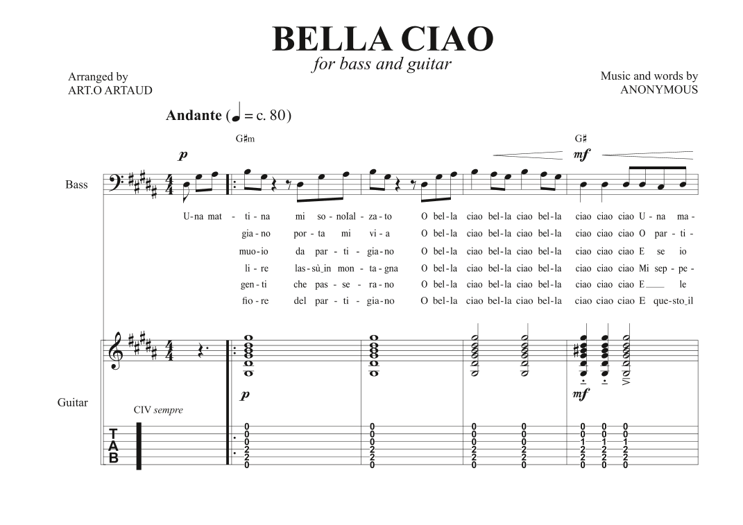 Bella Ciao (arr. Art.o Artaud)