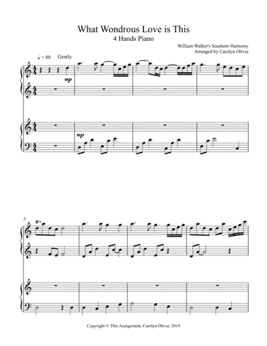 What Wondrous Love is This 4 Hands Piano (arr. Carolyn Oliver)