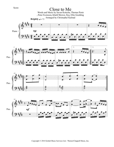 Close To Me (arr. Christopher Kalstad)