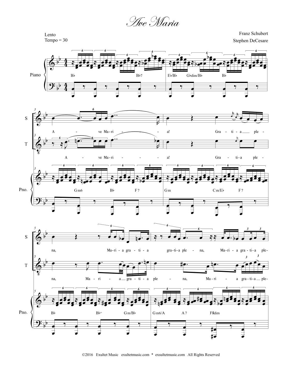 Ave Maria (Duet for Soprano and Tenor solo - (High Key) (arr. Stephen DeCesare)