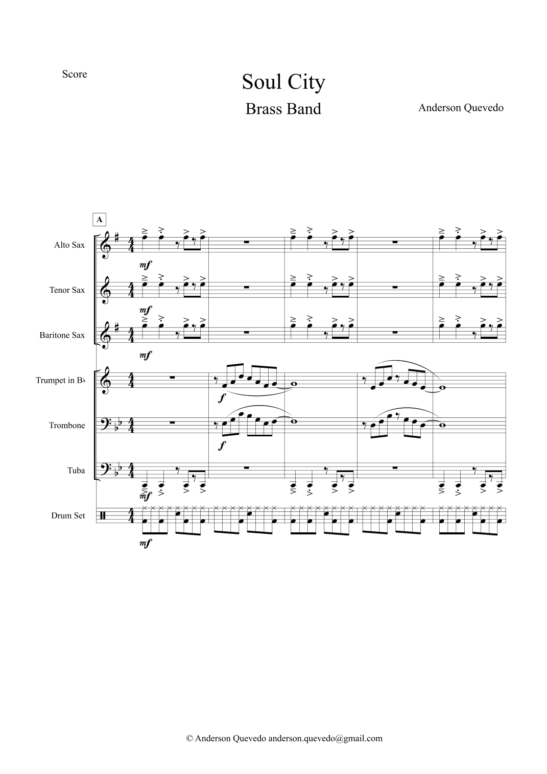 Soul City for Brass Band - Original Composition and Arrangement by Anderson Quevedo