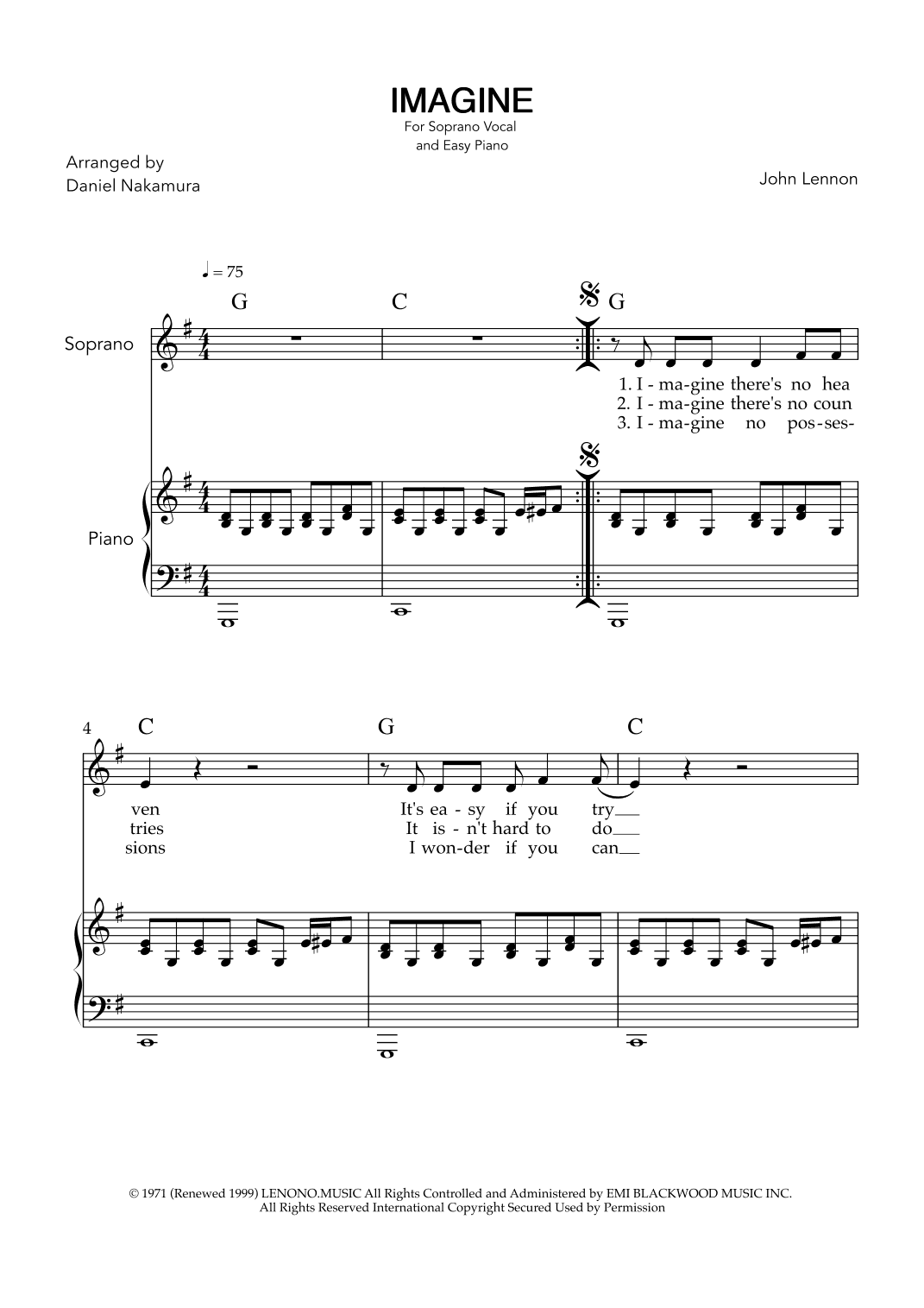 Imagine (arr. Daniel Nakamura)