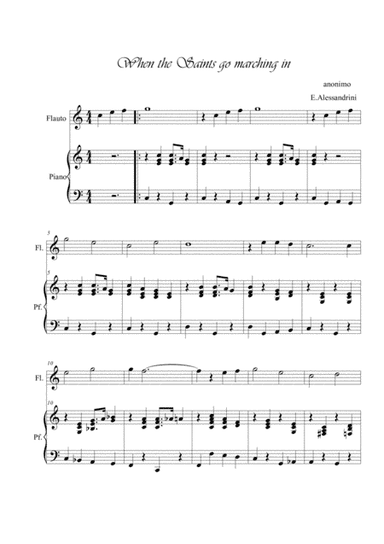 When the Saints fo marching in. Flute and piano (arr. Ester Alessandrini)