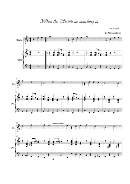 When the Saints fo marching in. Flute and piano (arr. Ester Alessandrini)