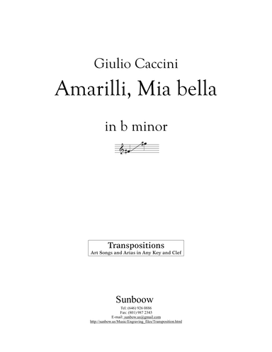 Caccini: Amarilli, mia bella (transposed to b minor) (arr. Sunbow)