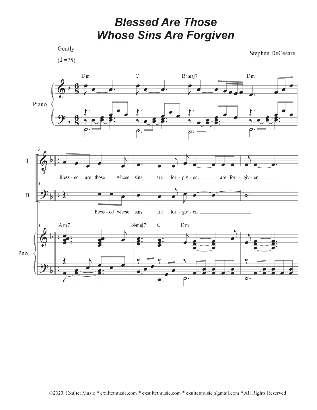 Blessed Are Those Whose Sins Are Forgiven (Duet for Tenor and Bass solo)