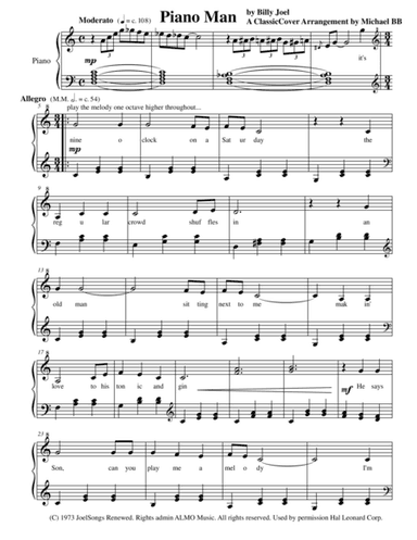 Piano Man (arr. Michael Butkus-Bomier)
