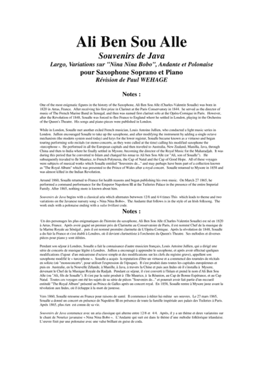 Ali Ben Sou Alle: Souvenirs de Java for soprano saxophone and piano (arr. Musik Fabrik Music Publishing)