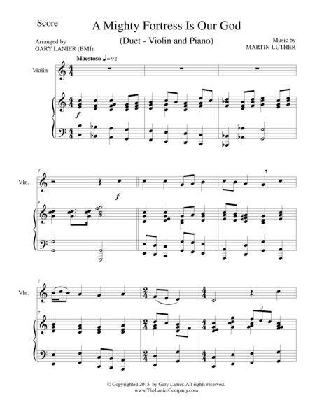 A MIGHTY FORTRESS IS OUR GOD (Duet – Violin and Piano/Score and Parts) (arr. Gary Lanier)