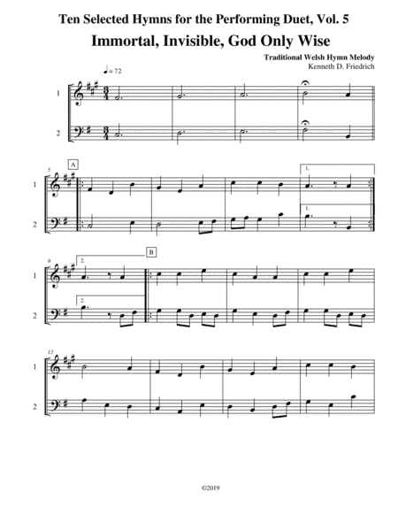 Ten Selected Hymns for the Performing Duet, Vol. 5 - trumpet and trombone (euphonium) (arr. Kenneth D. Friedrich)