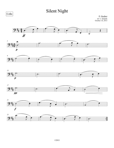 Silent Night, for early intermediate string orchestra. SCORE and PARTS. (arr. Laura C. Quijada Ortíz)