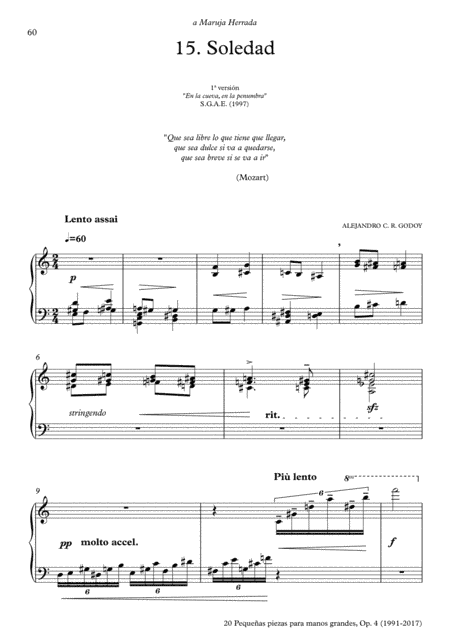 20 Piezas, Op. 4 (2017) No. 15. Soledad