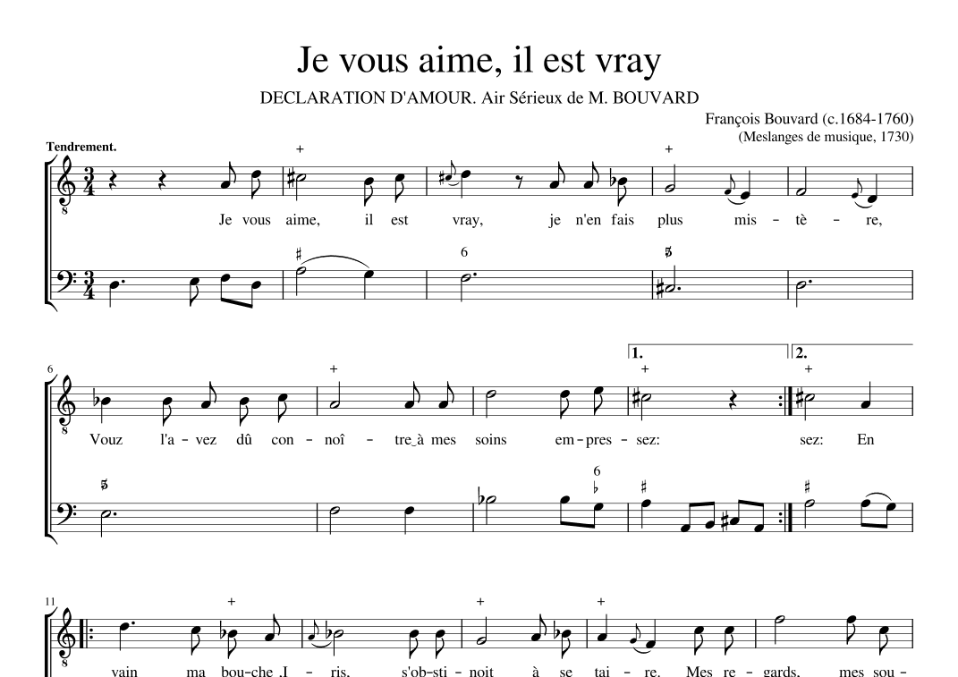 Je vous aime, il est vray (arr. Early Music Scores)