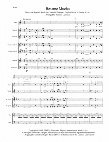 Besame Mucho (Kiss Me Much) (arr. Rodolfo Gonzalez)