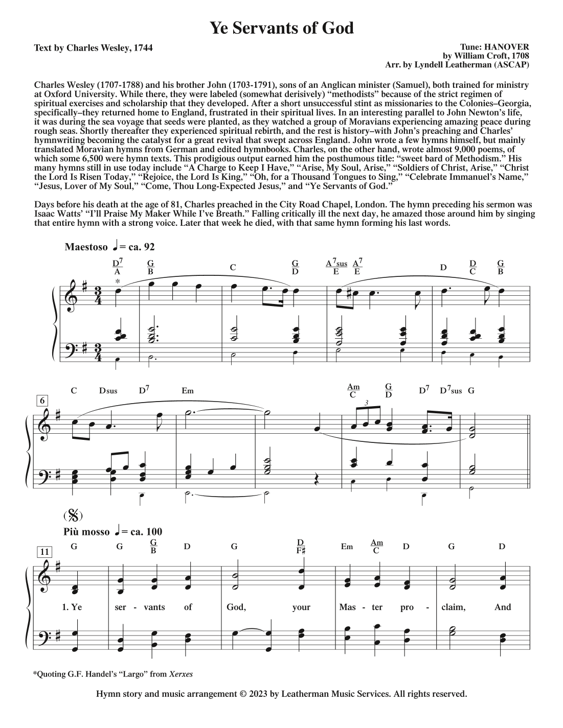 Ye Servants of God (arr. Lyndell Leatherman)