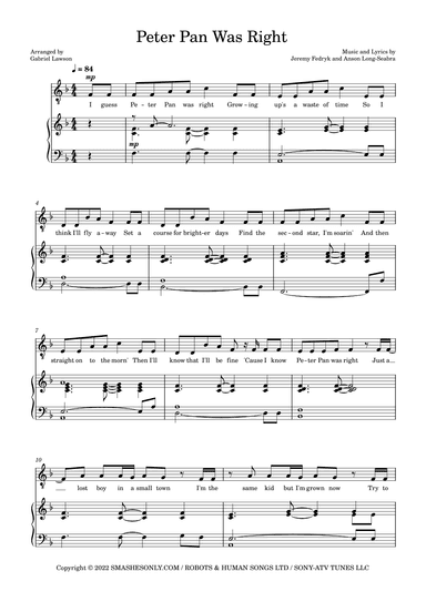 Peter Pan Was Right (arr. Gabriel Lawson)