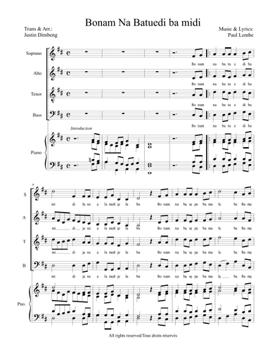 Bonam na batuedi ba midi (arr. Justin Dimbeng)