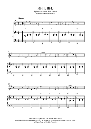 Hi-lili, Hi-lo (arr. Kaiserin Rebecca)