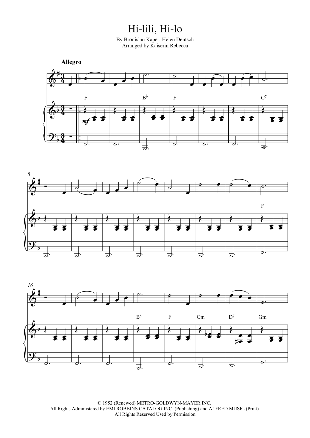Hi-lili, Hi-lo (arr. Kaiserin Rebecca)