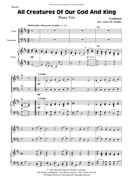 All Creatures Of Our God And King (arr. Gert Th. Walter)