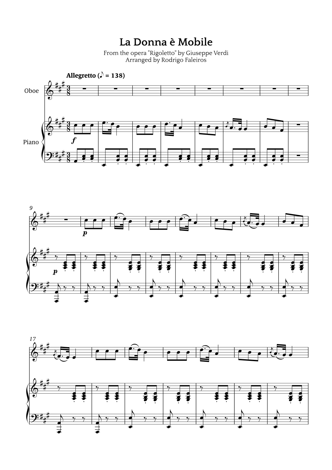 La Donna è Mobile (arr. Rodrigo Faleiros)