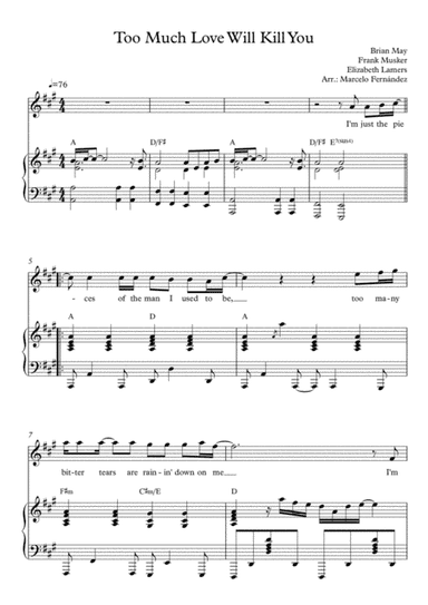 Too Much Love Will Kill You (arr. Marcelo Fernández)