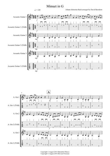 Minuet in G for Guitar Trio (arr. David Burndrett)