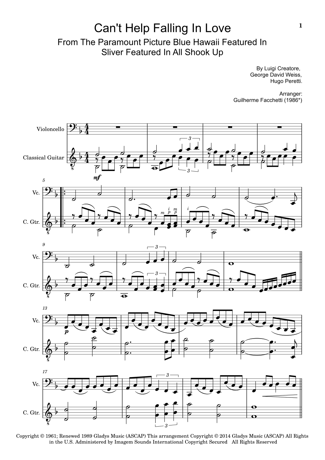 Can't Help Falling In Love (arr. Guilherme Facchetti)