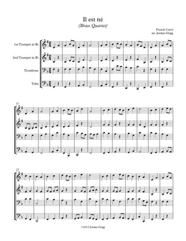 Il est né (Brass Quartet) (arr. Jordan Grigg)
