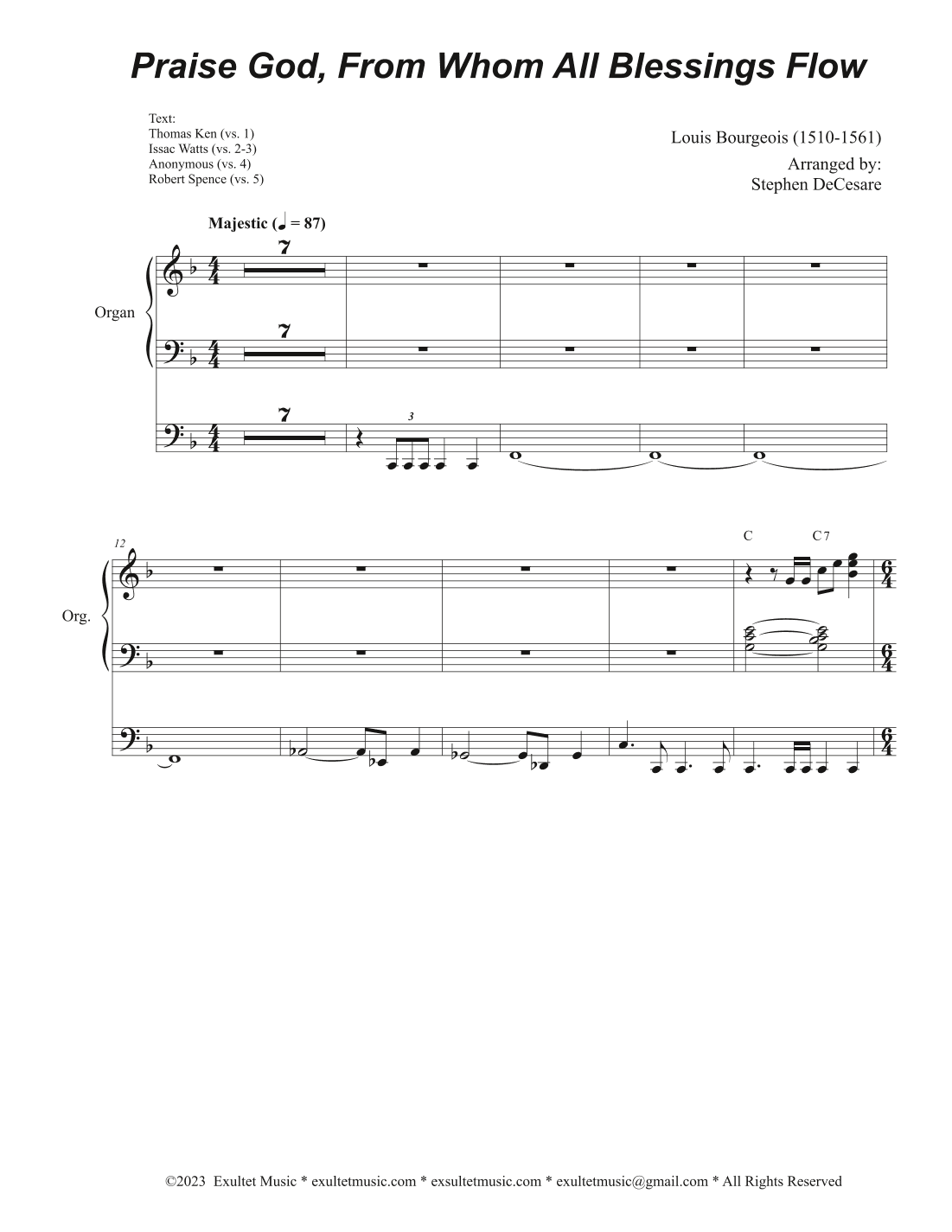 Praise God, From Whom All Blessings Flow (Vocal Quartet - (SATB) (Choir/Vocal) (arr. Stephen DeCesare)