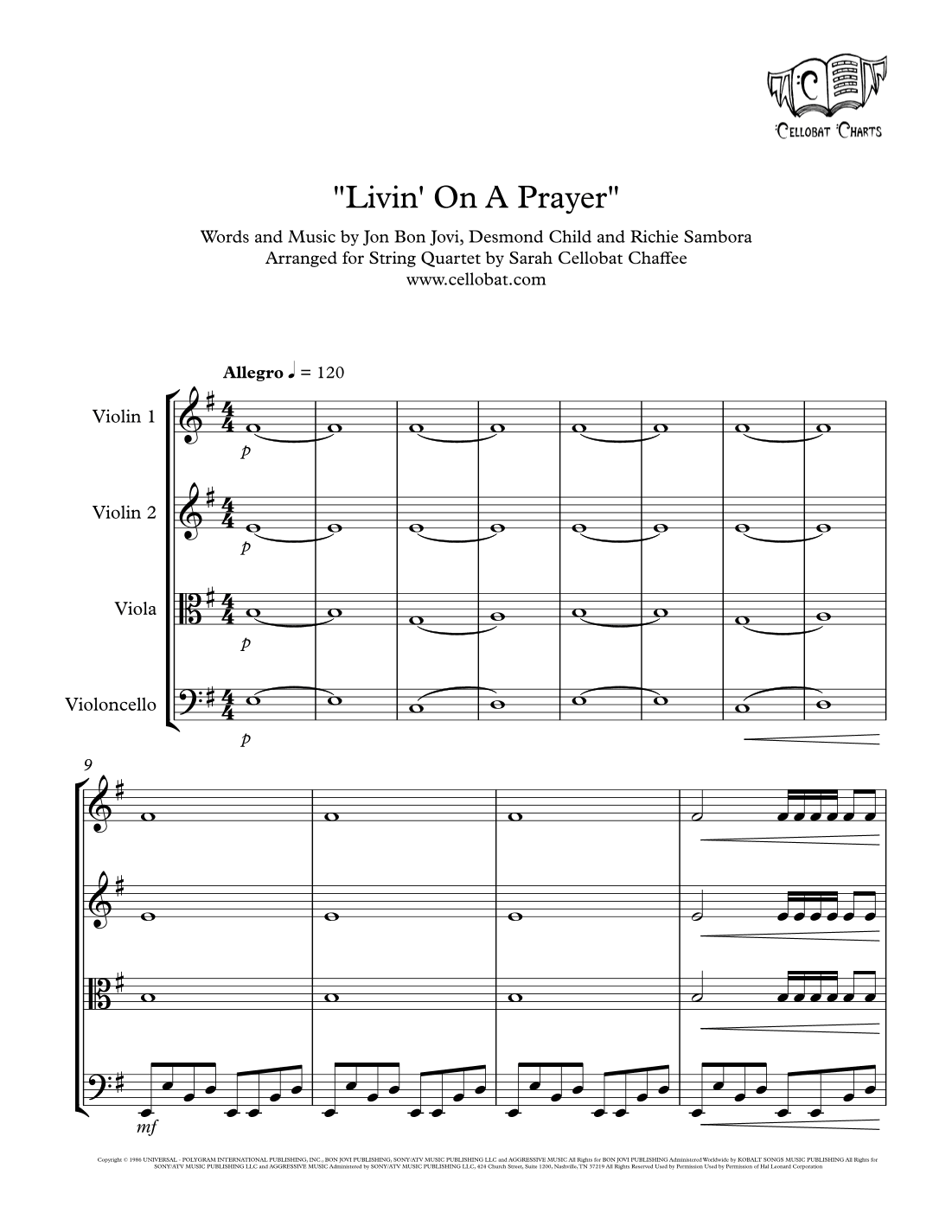 Livin' On A Prayer (arr. Sarah Cellobat Chaffee)